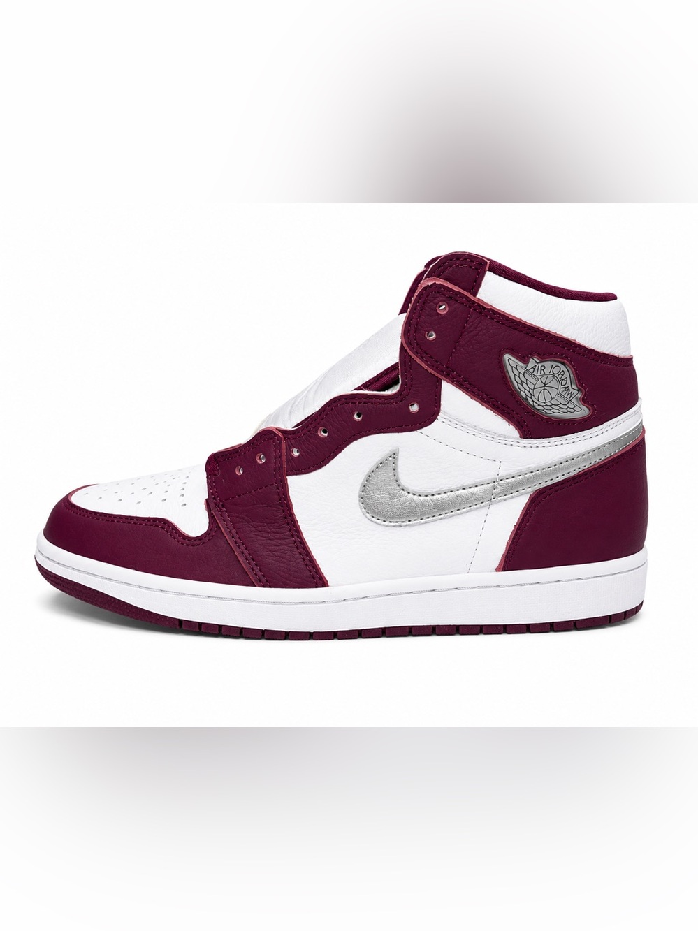 Nike Air Jordan 1 Retro High OG Bordeaux Metallic Silver White Men’s Size 10